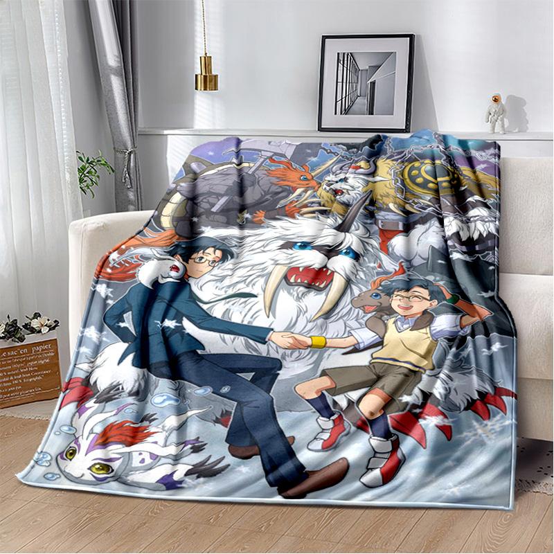 Cartoon Digimon Adventure Monster Soft Plush Blanket,Flannel Blanket Throw Blanket for Living Room Bedroom Bed Sofa Cover Child