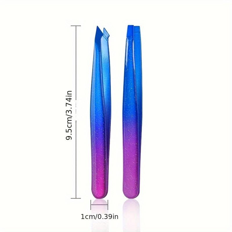 Gradient Shiny Eyebrow Tweezers Set Stainless Steel Eyebrow Clipper with Pointed Mouth Flat Mouth and Slanted Mouth for Hair Rem