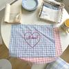1Pc Photography Props Fresh Sweet Decorative Cloth Originality Cotton Rural Style Checkered Placemat Home Decor Love Embroidery