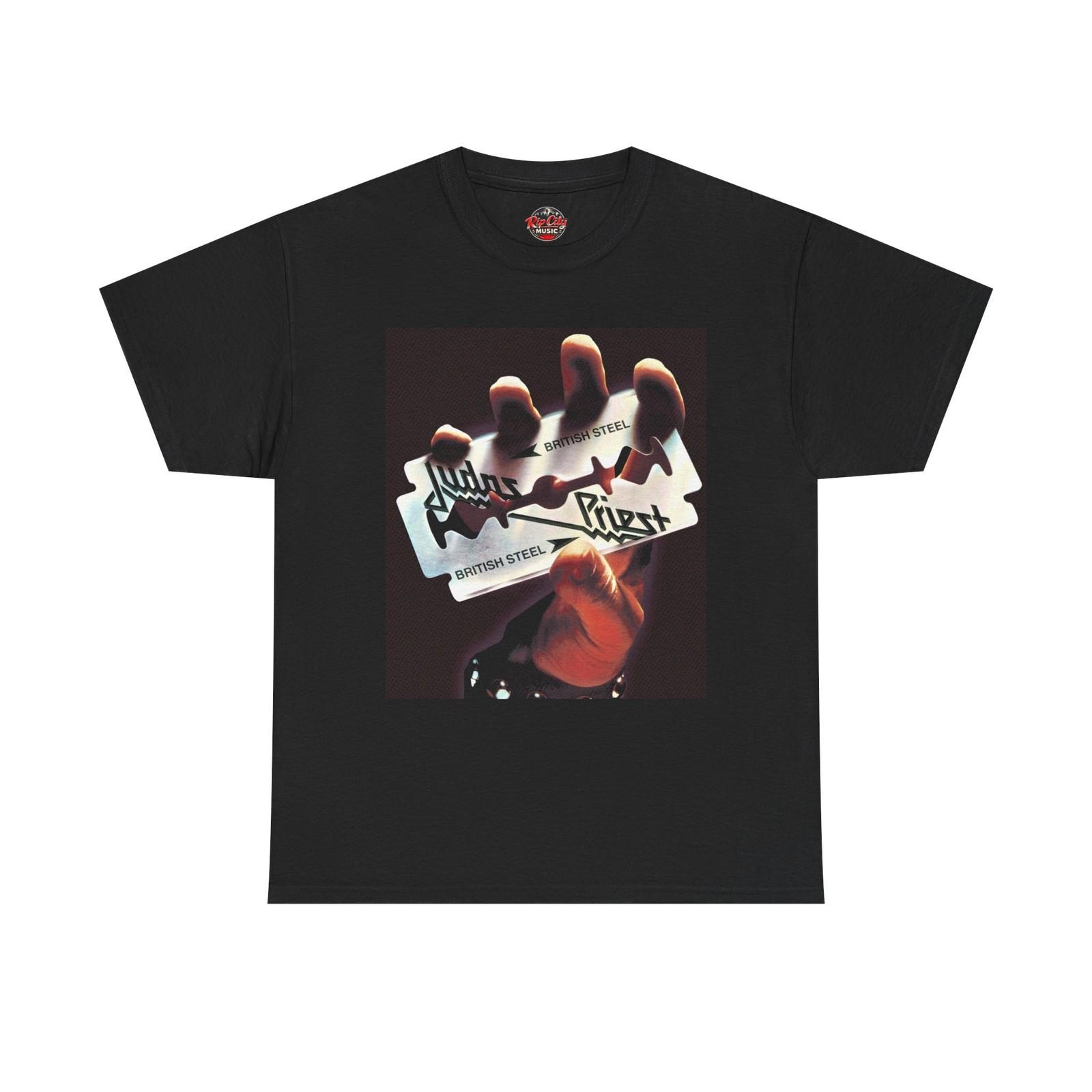 Judas Priest British Steel Hand & Razorblade Logo Rock Band Unisex T-Shirt M
