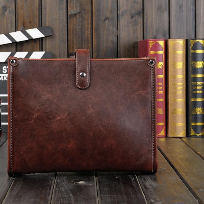 Crazy Horse Leather Men's One-shoulder Crossbody Bags Korean Casual Small Hanging Bag Horizontal Retro Men's Bag