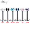 Alisouy 1PC Acciaio Inox Anello Labret Stella di Cristallo Lip Piercing Filettatura Interna Gemma Anello sul Labbro Dell'orecchio Trago Chiodo Orecchini Della Vite Prigioniera monili per il corpo e Piercing