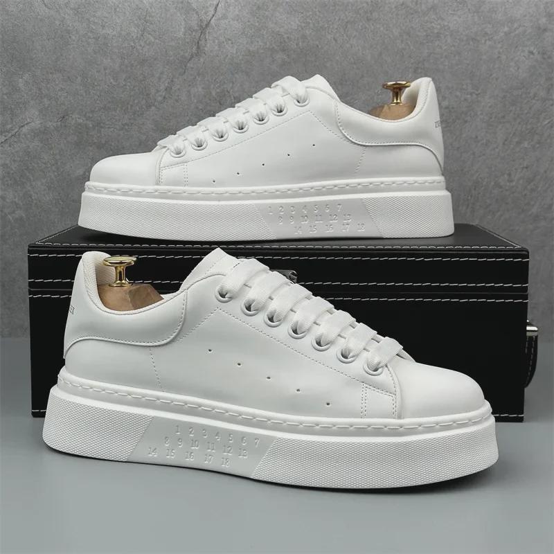 2024 Men's Summer Breathable Slip-On Sneakers - Classic, Fashionable, Thick-Soled, Height-Enhancing Campus White Shoes