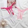 Sexy Fashion Embroidered Panties, Women's Transparent Seduction Hollow Pearl Massage Open-file Thong Low-rise T-pants