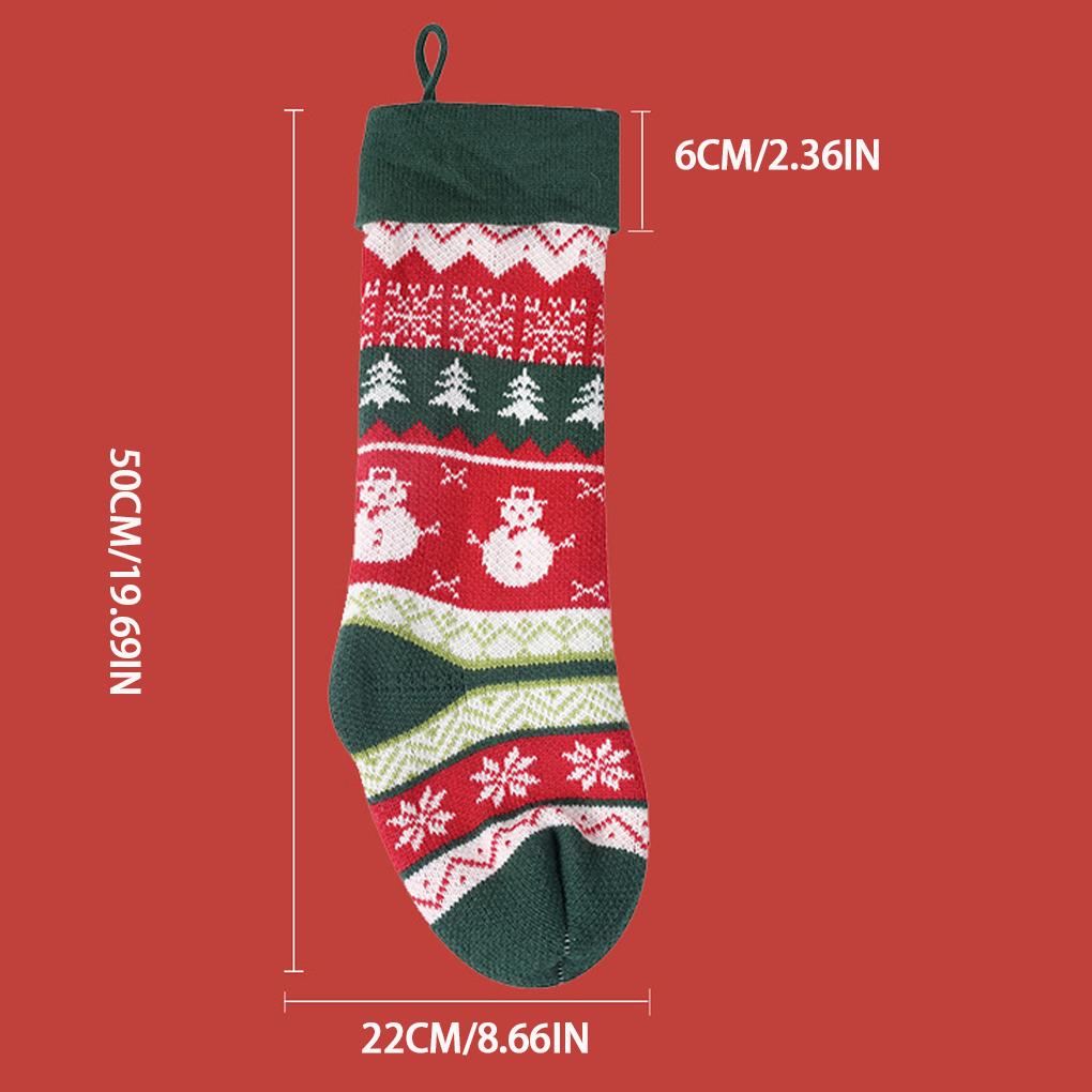 Christmas Stocking Knitting Snowflake Elk Xmas Tree Santa Claus Candy Bag for Christmas Decoration Supplies New Year Gift Bag