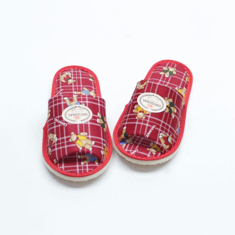 Fabric Check Bear House Slippers Living Room Slippers Combi