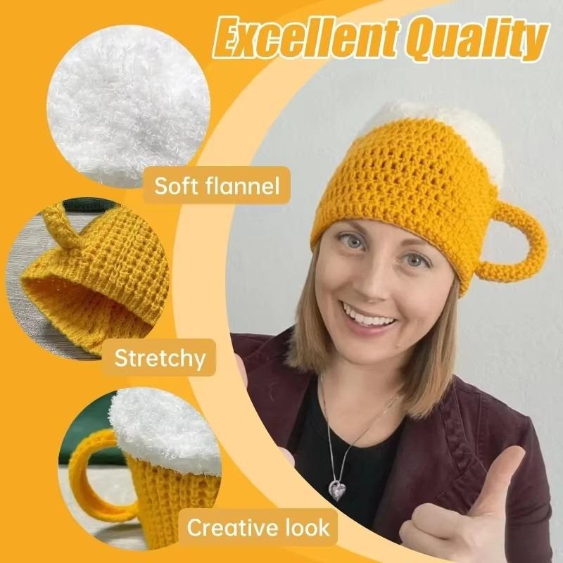 Winter Warm Hat Beer Cup Hats Beanie Unisex Hairline Cap Beer Lovers Ear Warmers for Women Men New Year Presents Fun Gift