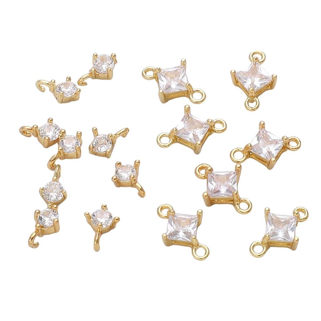 Kupfer Micro eingelegter Zirkonia quadratischer Hängeanhänger für DIY Schmuckherstellung Bastelzubehör
