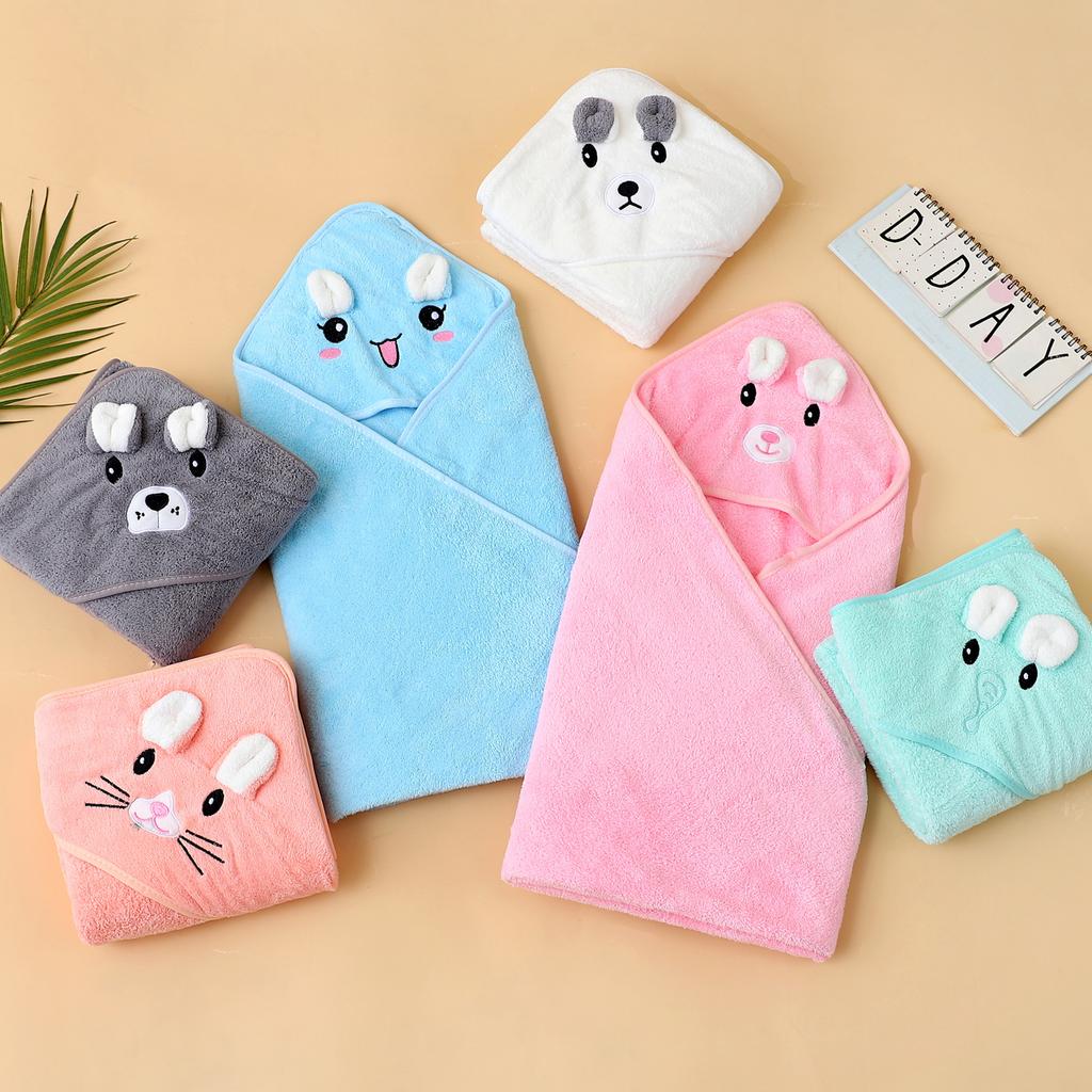 Embroidered-edged Absorbent Cartoon Baby High-density Swaddle Blanket