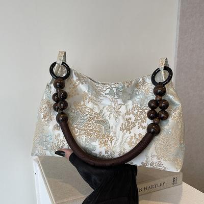 New National Style Jacquard Canvas Bag Ladies Popular Embroidered Shoulder Bag Summer Commuter Armpit Bag