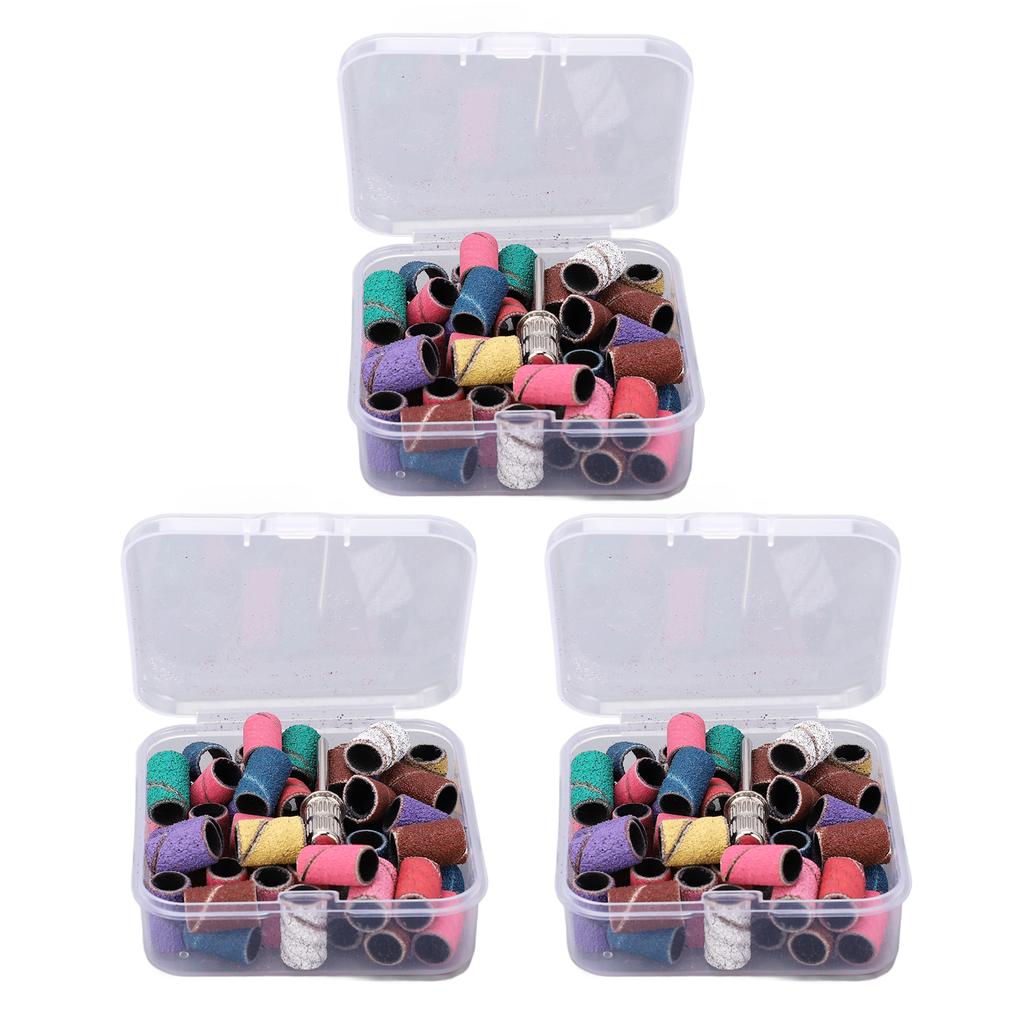 150 Pcs Nail Sanding Rings Electric File Nail Sanders Polishing Band with Mandrel Bit for Electric N