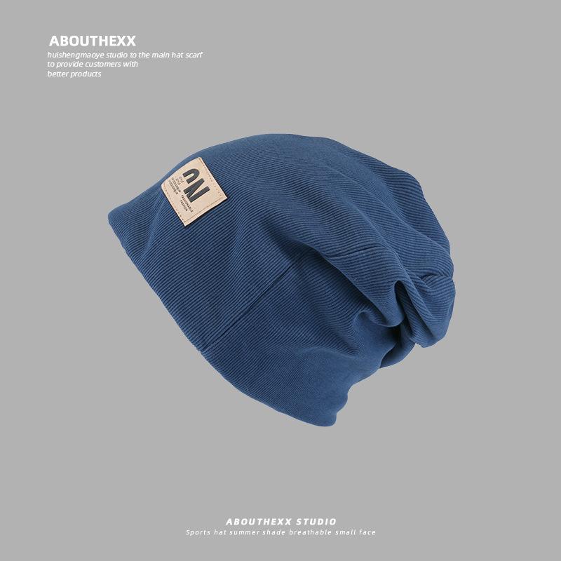 Baotou Hat Men's All Match Woolen Hat Drawstring Design Pile Hat Large Head Circumference Warm Knitted Hat Trendy