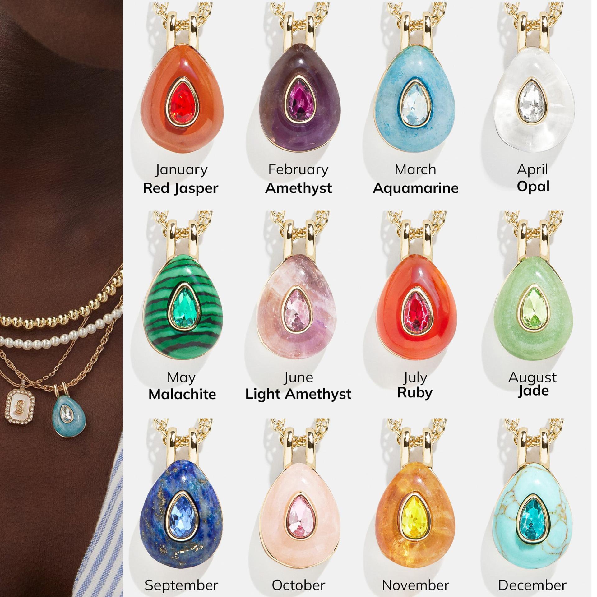 Zodiac Birthstones Necklace: Colorful Zirconia Ornaments with Crystal-Copper Accents