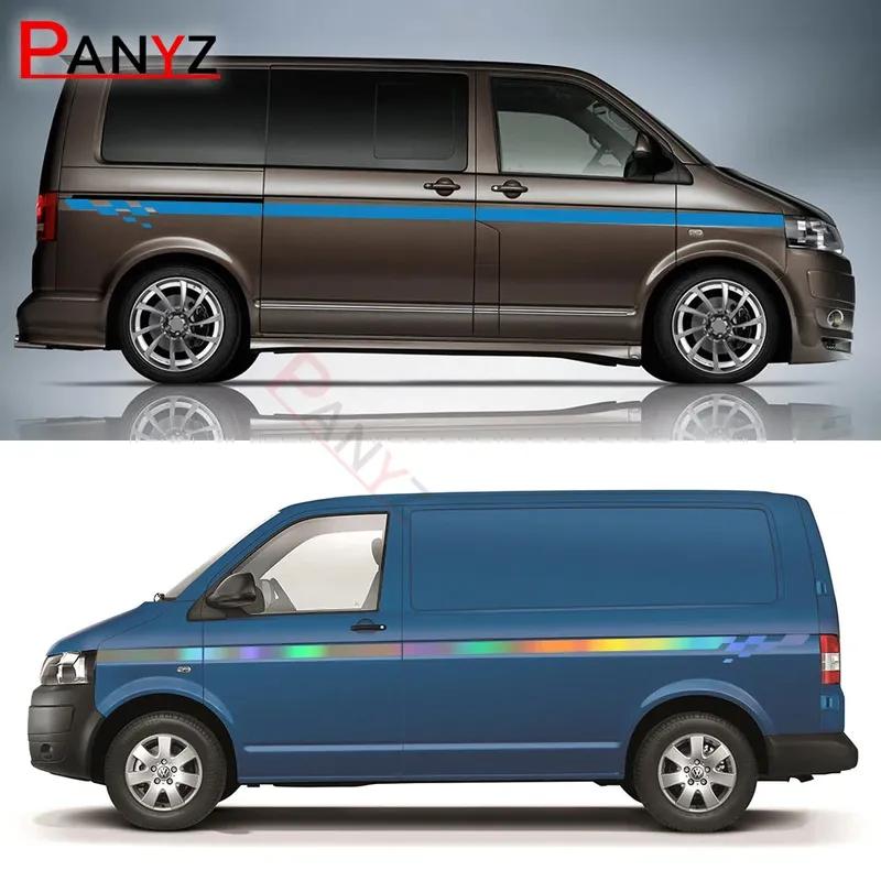 For Volkswagen VW Transporter T4 T5 T6 2PCS Car Stickers Camper Van Side Racing Stripes Graphics Vinyl Film Decals Accessories