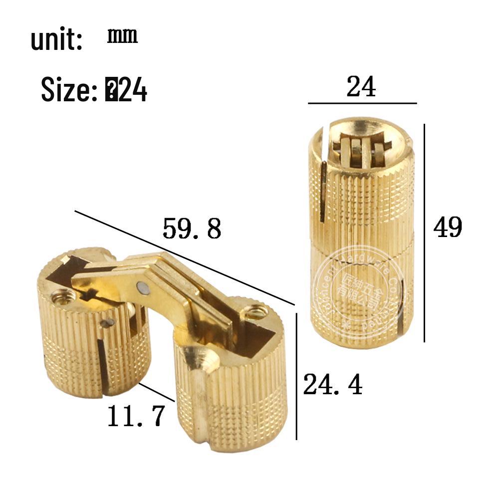 Copper 180° Column Bucket Hinge, 8mm-16cm, Pure Copper Concealed Hinge In Gift Box