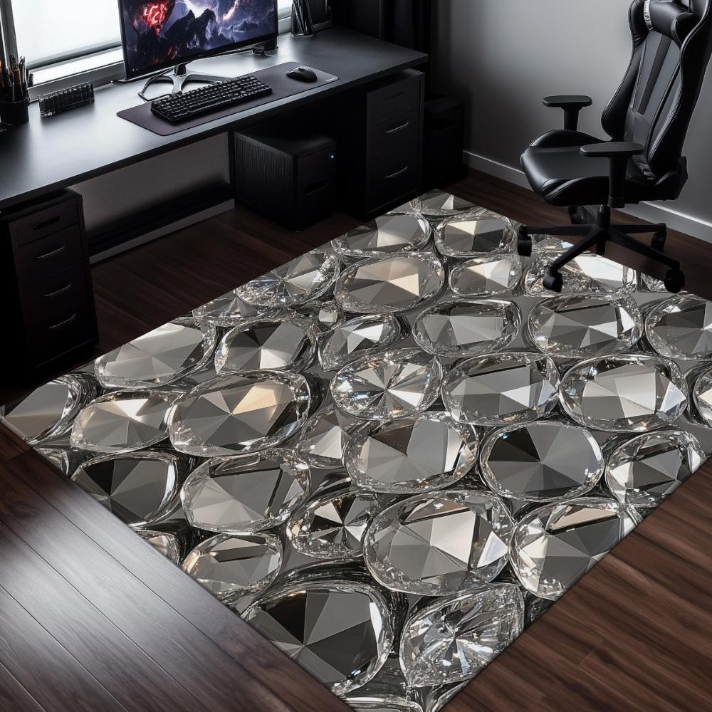 Silver Diamond Cluster Print Area Rug, Non-Slip Absorbent Washable Mat for Kitchen Bathroom, Outdoor Camping Picnic Decor