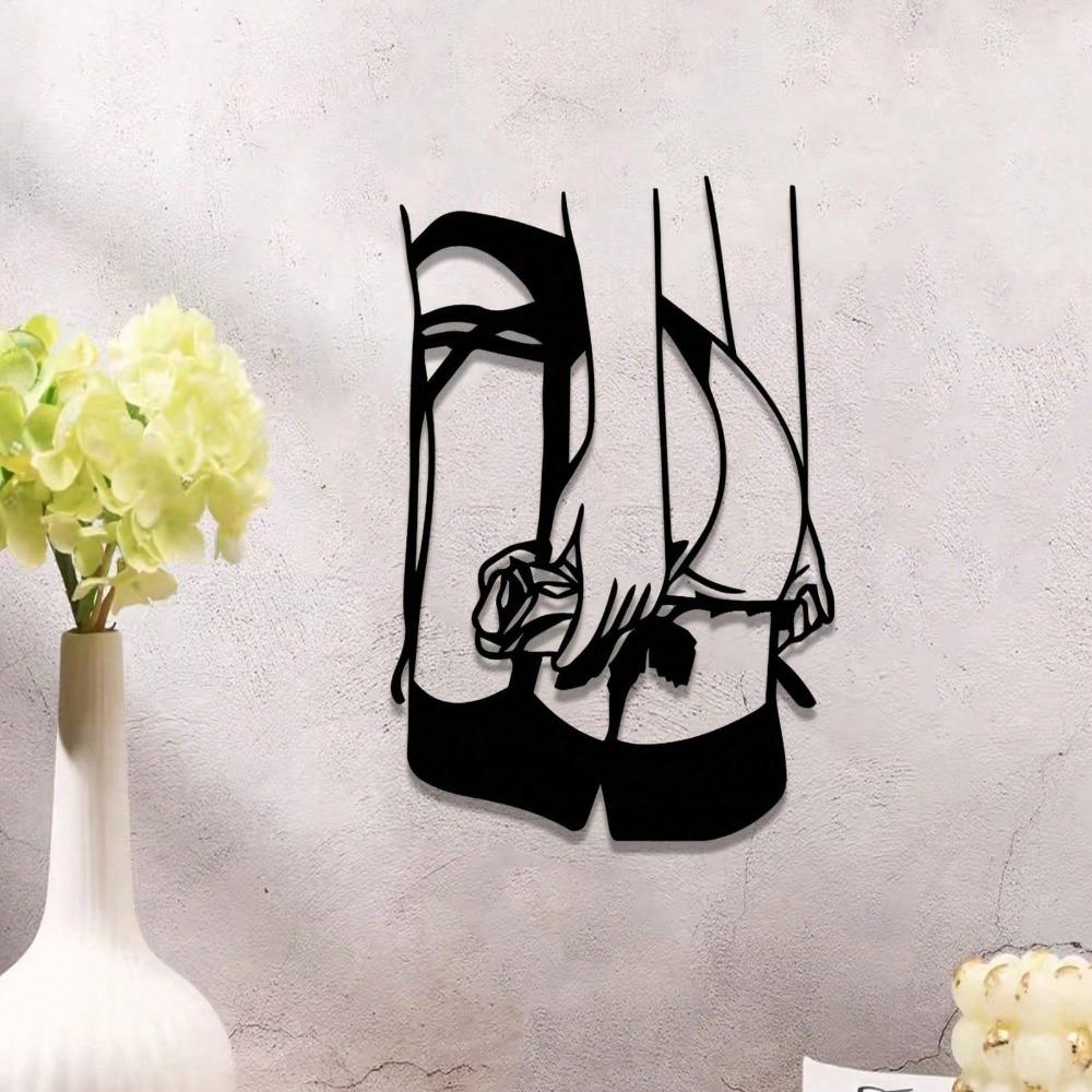 1 Stück „Rosei in der Hand“-Strumpfband, abstrakte, minimalistische Metallwandkunst – moderne Wohndekoration für Schlafzimmer, Wohnzimmer oder Badezimmer.