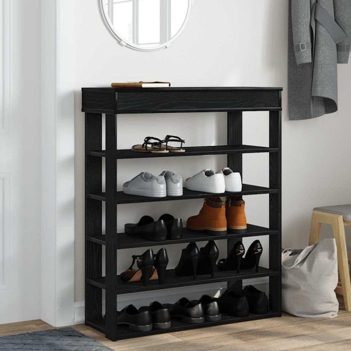 VidaXL Black Shoe Rack 80x30x98 Cm Engineered Wood, Shoe Storage, Shoe Storage Cabinet, 859933