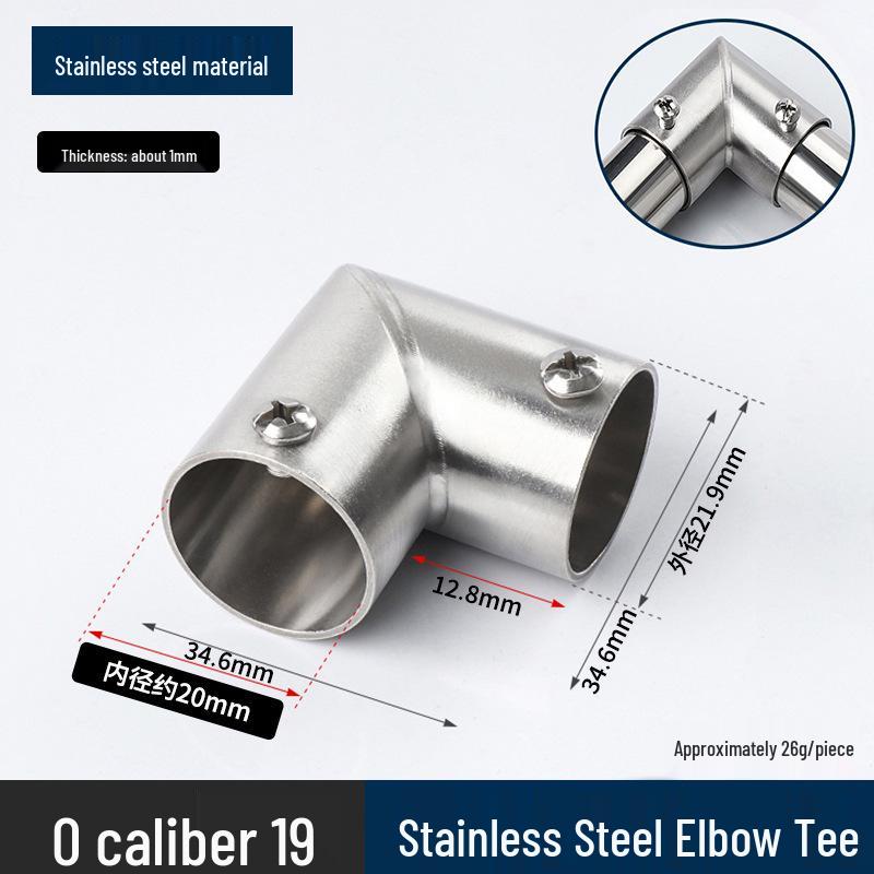Stainless Steel Right Angle Tee Connector 19mm-32mm Joint Elbow Assembly Frame Fastener