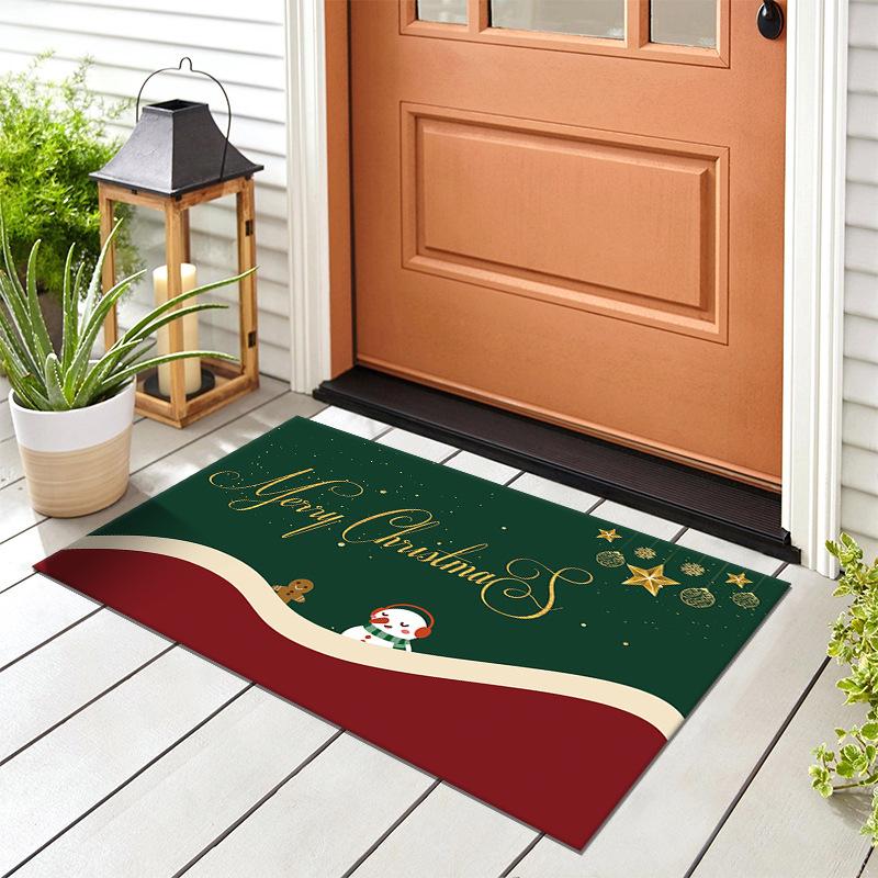 Christmas Crystal Velvet Door Mat: Dirt-Resistant, Easy-Care Entryway Foot Pad