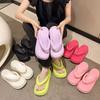 EVA Women's Thick-soled Flip-flops Summer Outing Tasteless Ins High-end Vacation Muffin Bottom Pinch Feet Cool Slippers Solid Color