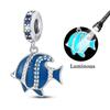 925 Silver Luminous Blue Ocean Series Octopus Starfish Charms Beads For Women Fit Bracelet DIY Jewelry Gifts