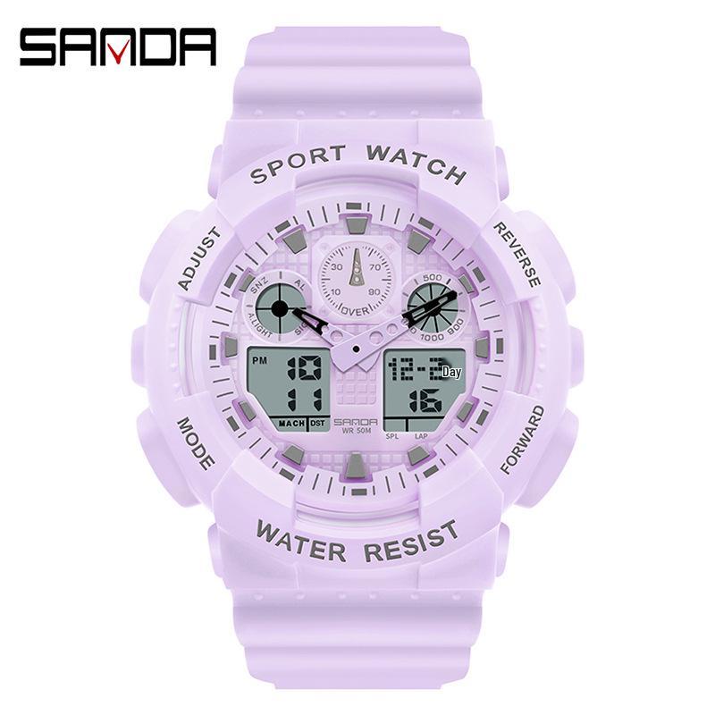 Sanda Personalized Multifunctional Outdoor Sports Watch for Men and Women - Luminous, Waterproof, Dual Display Digital Wristwatch.