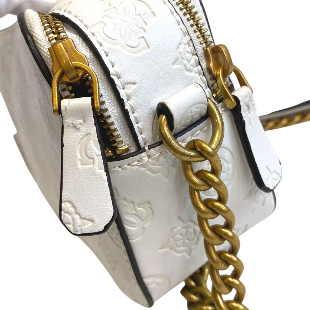 Guess Compact Leather NOELLE Crossbody Camera Body Bag White Leather Women Used