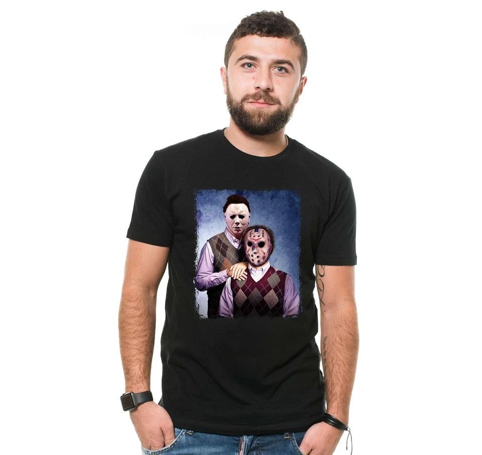 Jason and Michael Halloween Step Brothers Movie T-Shirt, Horror Movie Shirt M
