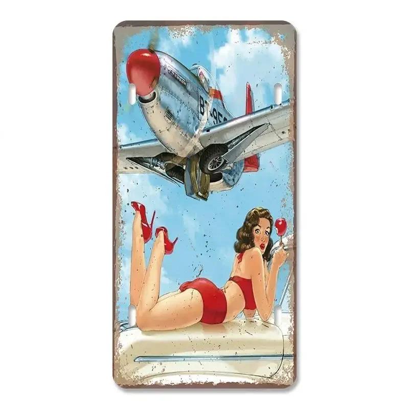 Races Vintage Plate Air Metal Aluminum Signs Retro Top Gun Airplane Metal Poster For Man Cave Bar Home Garage Club Wall Decor