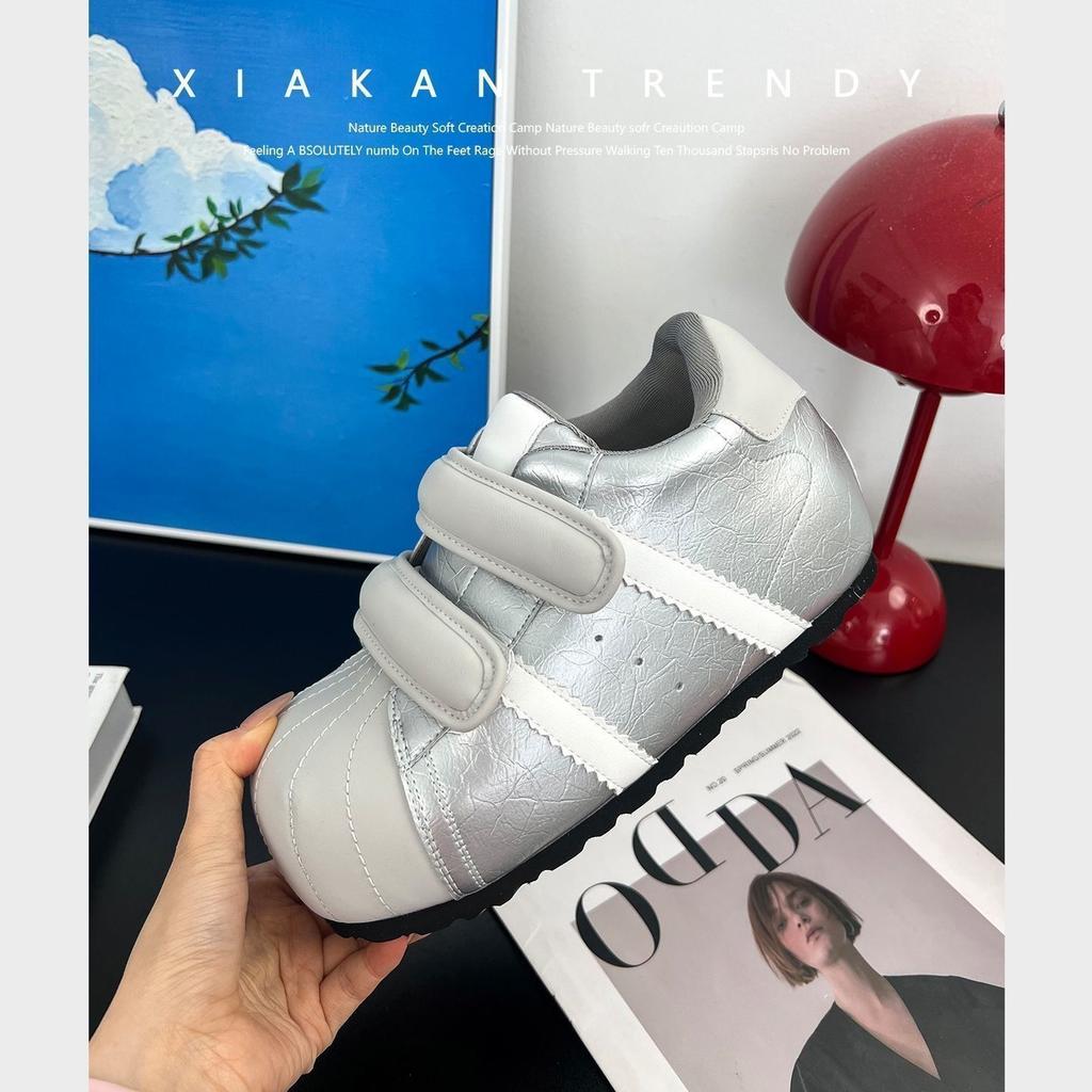 Velcro ugly cute shell head German training bread shoes women's new versatile inner height increase casual sports small board shoes