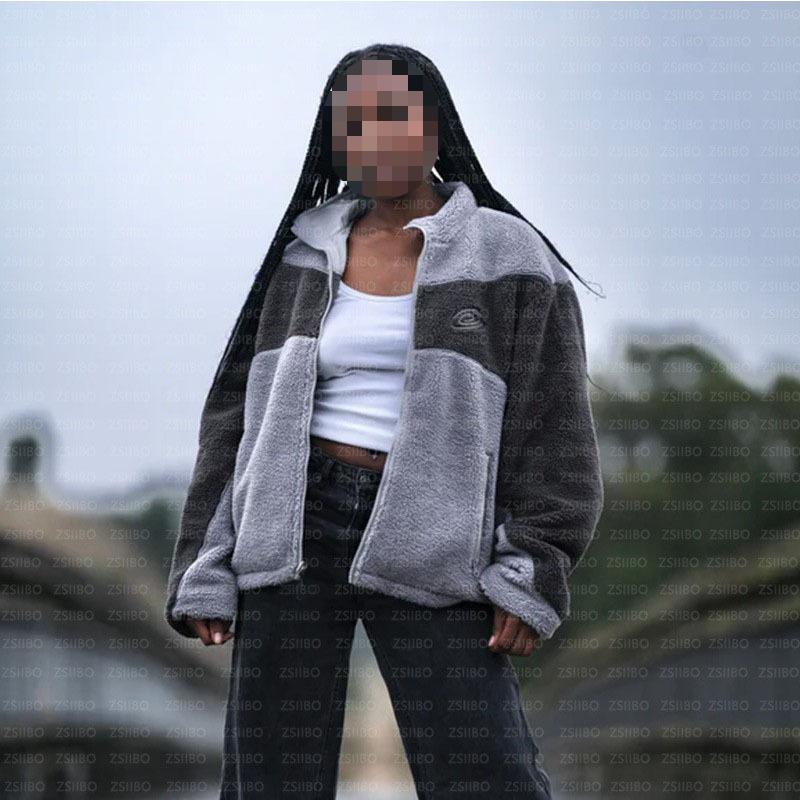 European and American autumn and winter warm and fashionable casual street embroidery splicing zipper jacket for men and women