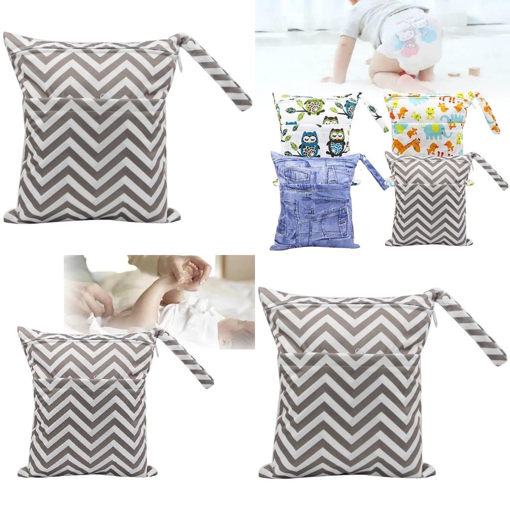 Asenappy Waterproof Baby Diaper Bag With Double Zipper Digital Print 30x36cm