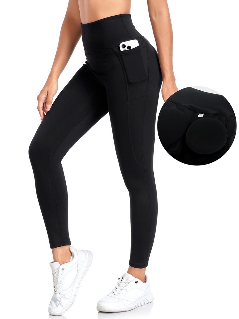 RELLECIGA Yoga Leggings with Hip and Pockets for Beautiful Legs and Buttocks Size Women's High-Waist Pads, Compression, (Black, M)