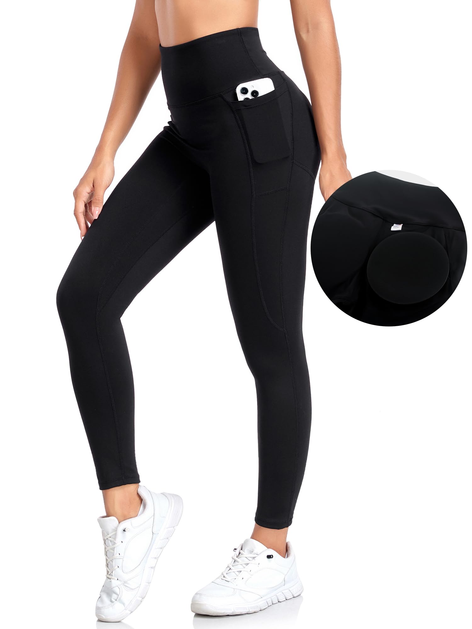 

RELLECIGA Леггинсы для йоги с бедрами и карманами для красивых ног и ягодиц Размер Женский с высокой талией, Компрессионные, (Черный, М) чёрный