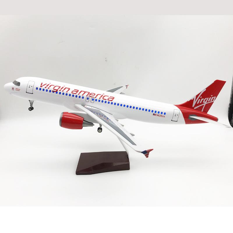 

Модель самолета Новый A320 Virgin America 320 Модель самолета Литой смола 46 см Самолет Украшение на день рождения Гостиная Подарок NO LED