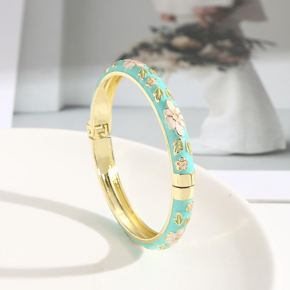 Zinc Zinc Alloy Material Enamel Bracelet Ethnic Floral Motifs Cloisonne Bracelet  Gift Giving