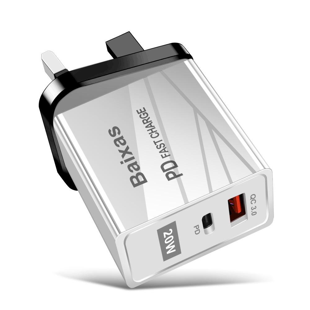 EU Standard QC3.0+PD Travel Charger with Fast Charging USB Ports (5V/9V/12V) - Compatible with EU, UK, AU