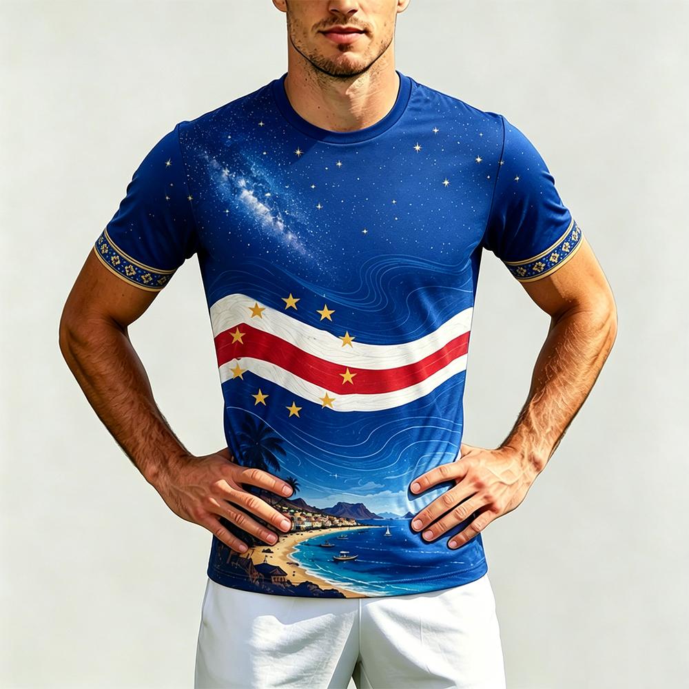 2026 New Cape Verde Flag Landscape Print Jersey Men's Quick-drying And Breathable Sports Soccer T-shirt Unisex Street Casual Top