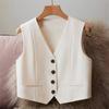 Women's Summer French-Style Suit Vest: A Short Outer Vest for Commuting and Layering
