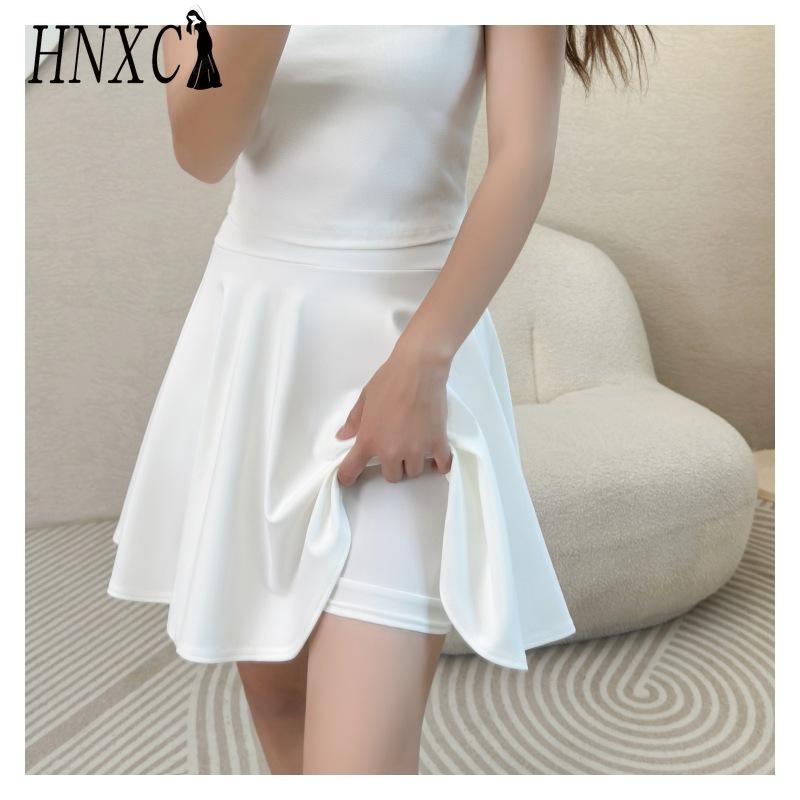 HNXC 16 Color Women's Fashion Casual Solid Color Print Summer Spring Skirt