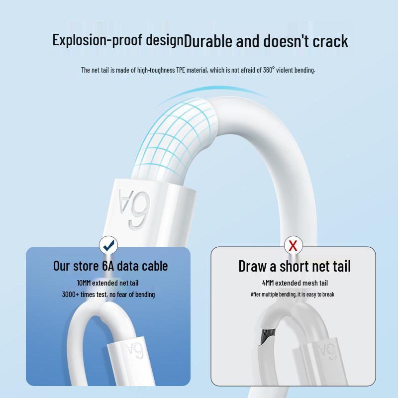 Type-C Charging Cable for Huawei, Supports 66W Super Fast Charge and 120W Flash Charge for Mobile Phones.