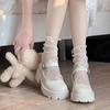 Summer Women Ultra Thin Floral Sexy Transparent Ice Glass Filament Long Tube Korean Lace Medium Tube  Socks Lolita Socks