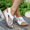 Fashion Women's Fashion Embroidered Wedge Sandals Summer New Round Toe Open Toe Soft Sole Non-Slip Roman Pump Shoes