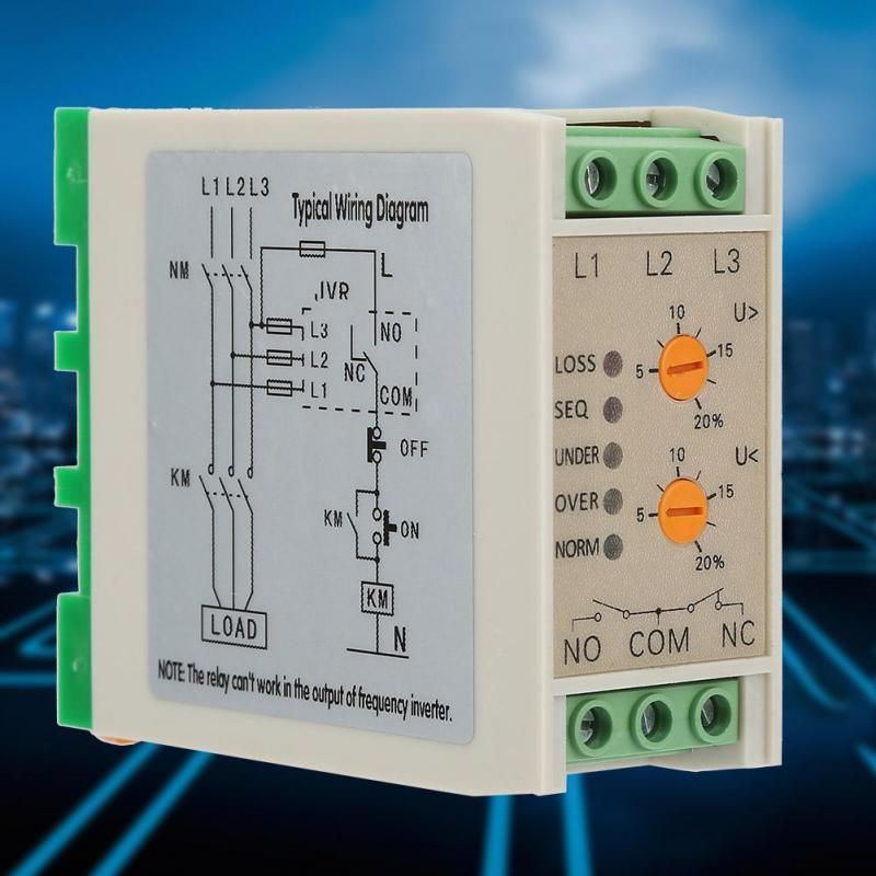 Over Under Voltage Phase Failure LCD Display Protector 3 Phase Voltage Monitor Relay for Pumps Crane Elevator Power Supply Monitor Relay