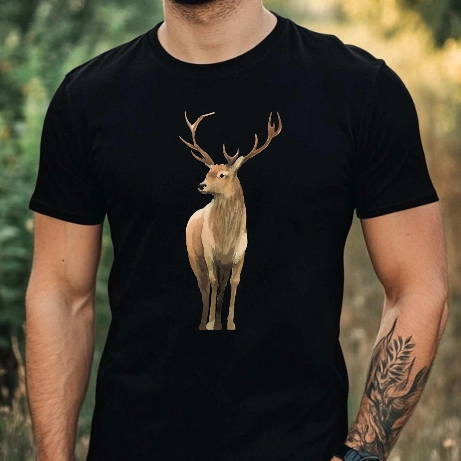 T-Shirt Herren Hirsch Motiv Baumwolle Größe XS bis 5XL M