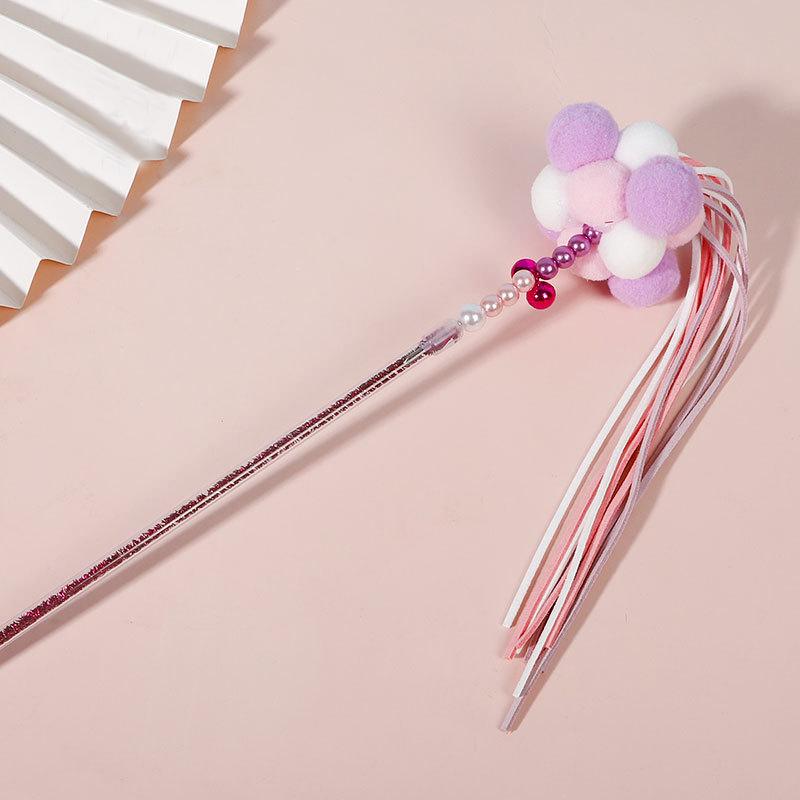 Cat teasing stick plush combination cat toy acrylic fairy cat teasing pole durable and bite resistant long pole cat toy