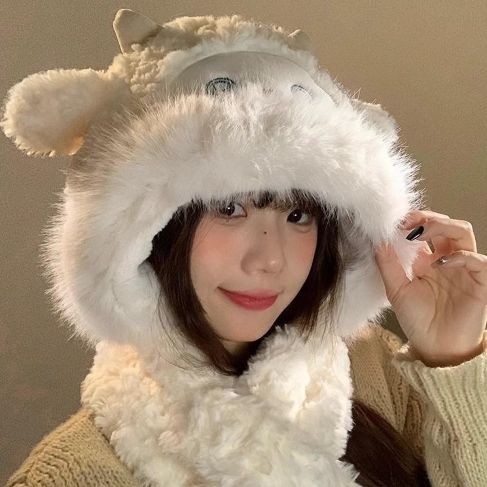 Warm Little Sheep Plush Hat Cartoon Lei Feng Cap Creative Ear Protection Hat  Girls