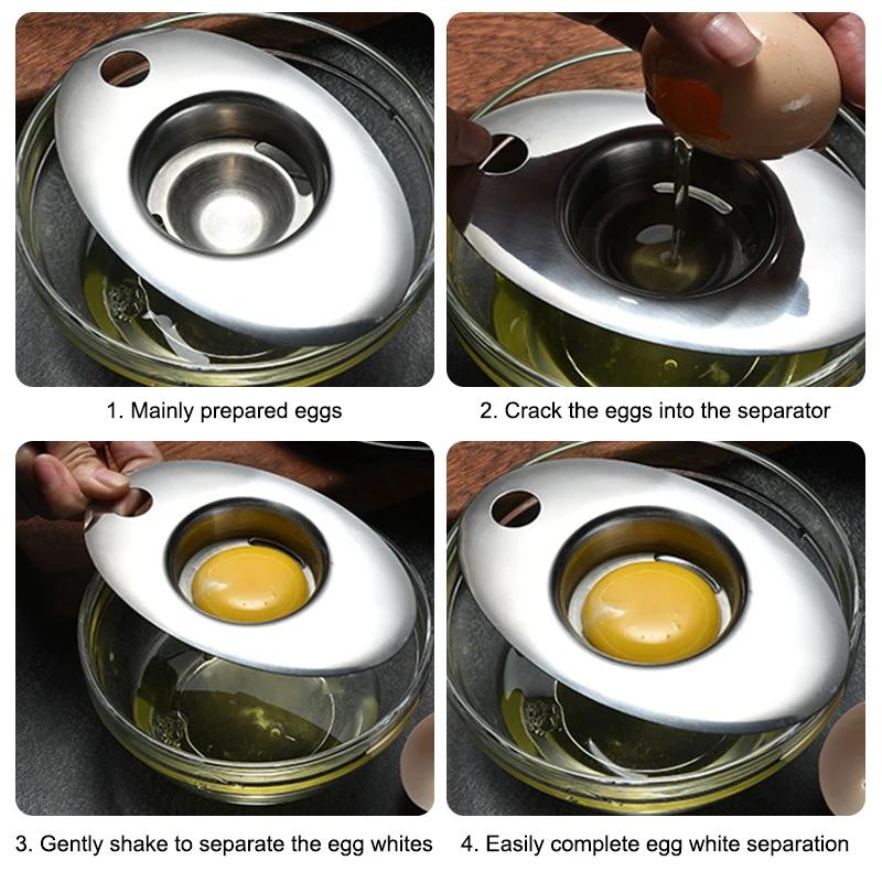 Stainless Steel Egg White Separator Tools Eggs Yolk Filter Gadgets Kitchen Accessories Separating Funnel Spoon Egg Divider Tool