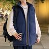 Men Cotton Waistcoat Stand Collar Sleeveless Pockets Quilted Vest Coat Solid Color